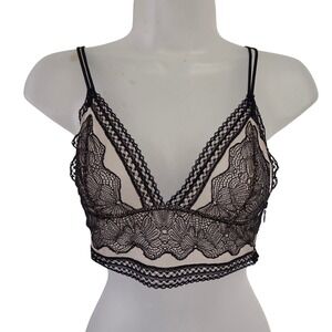 Victoria's Secret Black Lace Bralette Corset Back‎ Strappy Bralette Small S
